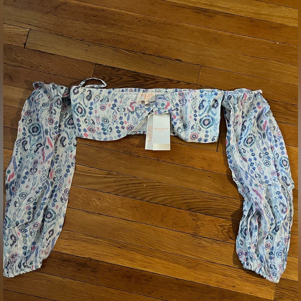 Rocco Sand top Revolve Lada Crop Top M blue white